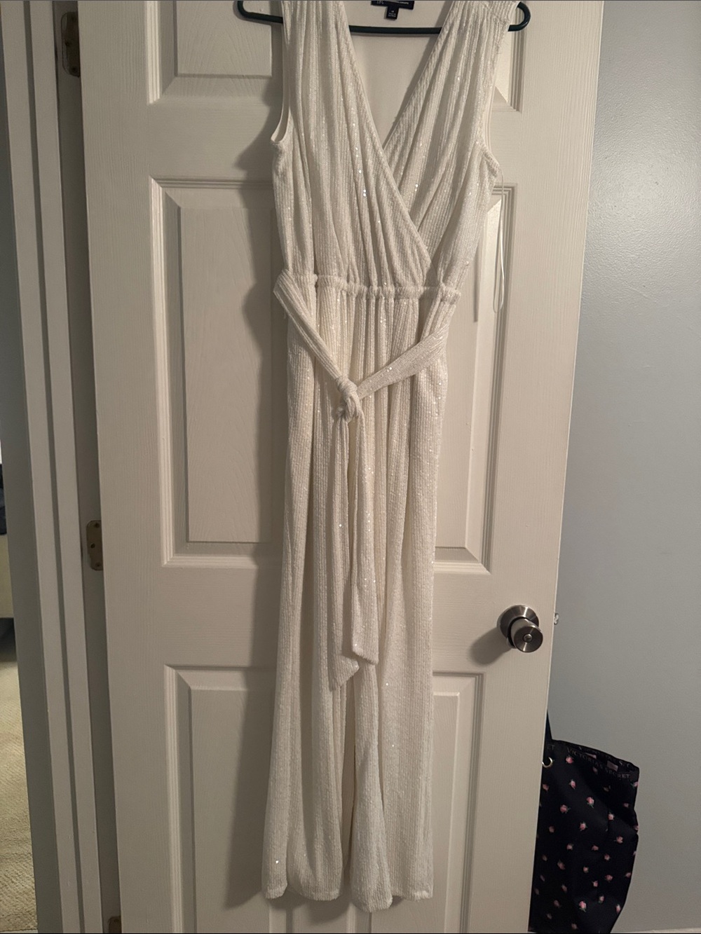 INC International Concepts Cream Sleeveless Wrap Maxi Jumpsuit with Belt
